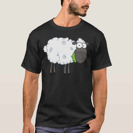 Cartoon van zwarte schapen t-shirt (Voorkant)
