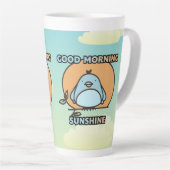 Cartoon vanochtend koeienvogels latte mok (Rechterhoek)