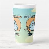 Cartoon vanochtend koeienvogels latte mok (Voorkant)