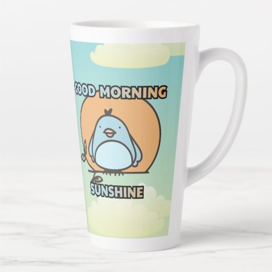 Cartoon vanochtend koeienvogels latte mok (Rechts)