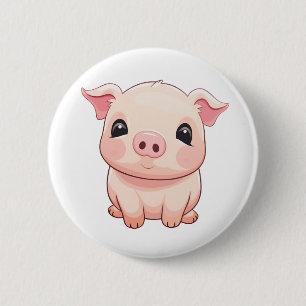 Cartoon varken illustratie ronde button 5,7 cm