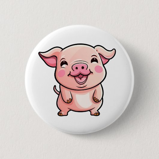 Cartoon varken illustratie ronde button 5,7 cm (Voorkant)
