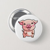 Cartoon varken illustratie ronde button 5,7 cm (Voorkant /achterkant)