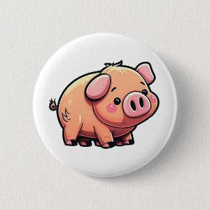 Cartoon varken illustratie ronde button 5,7 cm
