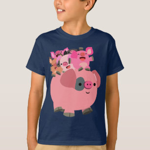 Cartoon varken met biggen t-shirt