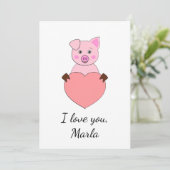 Cartoon varken verliefd Valentijn Feestdagenkaart (Staand voorkant)