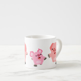 Cartoon varkens die lopen espresso kop