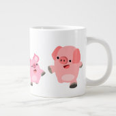 Cartoon varkens die lopen grote koffiekop (Rechts)