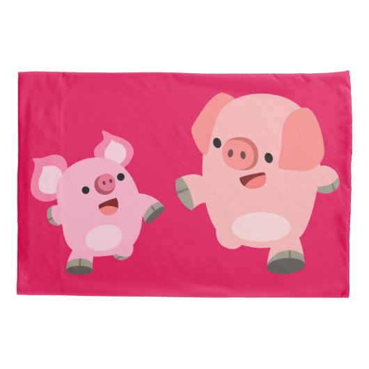 Cartoon varkens die lopen kussensloop (Achterkant)