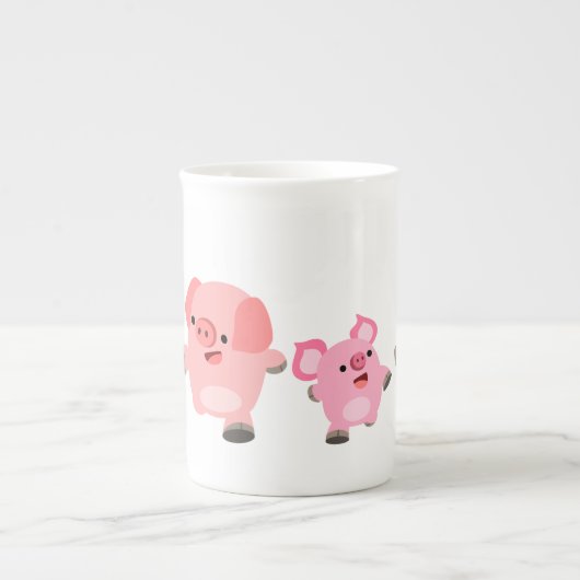 Cartoon varkens die lopen porselein kop (Voorkant)