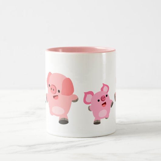 Cartoon varkens die lopen tweekleurige koffiemok (Center)