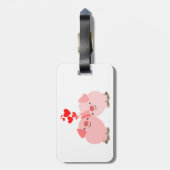 Cartoon Varkens in Love Bagagelabel (Achterkant verticaal)