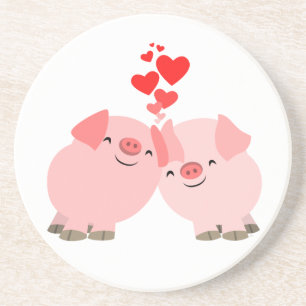 Cartoon Varkens in Love Onderzetter