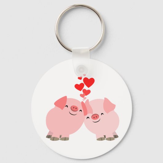 Cartoon Varkens in Love Sleutelhanger (Voorkant)