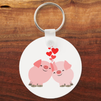 Cartoon Varkens in Love Sleutelhanger