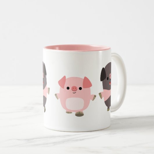 Cartoon varkens op een loopse Mok (Voorkant rechts)