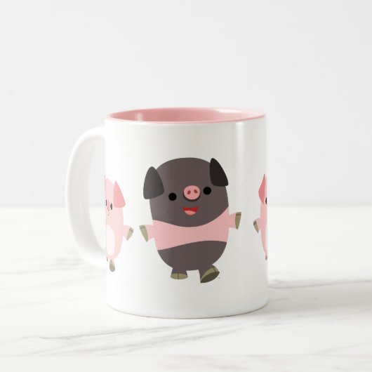 Cartoon varkens op een loopse Mok (Voorkant links)