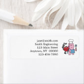 Cartoon varkenshaar bbq | achtergrondkleur kiezen etiket (Insitu)