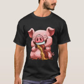 Cartoon Varkensspek Eten T-shirt (Voorkant)