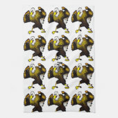 Cartoon vechtarend theedoek (Verticaal)