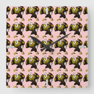 Cartoon vechtarend vierkante klok