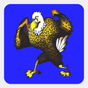 Cartoon vechtarend vierkante sticker