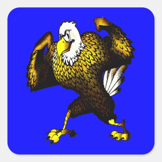 Cartoon vechtarend vierkante sticker (Voorkant)