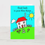 Cartoon Veel Succes Nieuw Thuis Kaart (Voorkant)