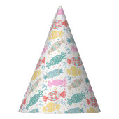 Cartoon, veelkleurige feestsnoepjes feesthoedjes (Links)