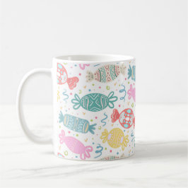 Cartoon, veelkleurige feestsnoepjes koffiemok