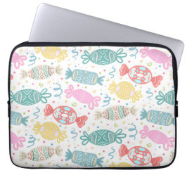 Cartoon, veelkleurige feestsnoepjes laptop sleeve