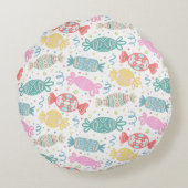 Cartoon, veelkleurige feestsnoepjes rond kussen (Achterkant)