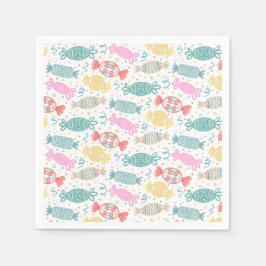 Cartoon, veelkleurige feestsnoepjes servet