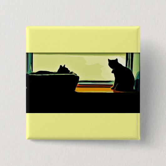 Cartoon-vensterkatjes Vierkante Button 5,1 Cm (Voorkant)