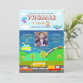 Cartoon Verjaardag personaliseren RSVP Kaart (Staand voorkant)