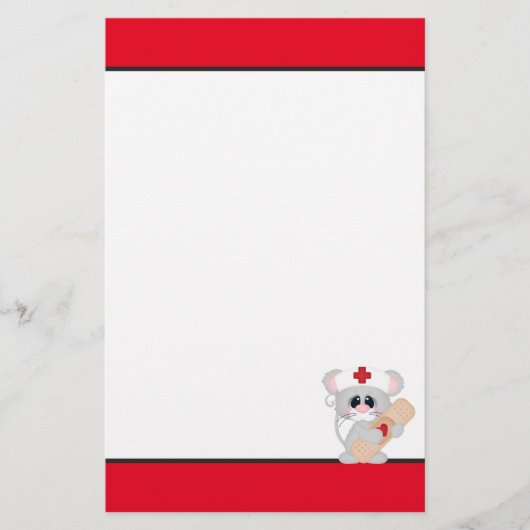 Cartoon Verpleegkundige Muis leuk briefpapier (Voorkant)