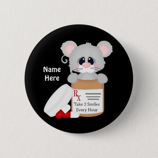 Cartoon Verpleegmuis toevoegen naamknop Ronde Button 5,7 Cm (Voorkant)