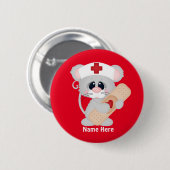 Cartoon Verpleegmuis toevoegen naamknop Ronde Button 5,7 Cm (Voorkant /achterkant)