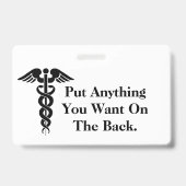 Cartoon verpleegster met medicijnbadge past zich a badge (Back)