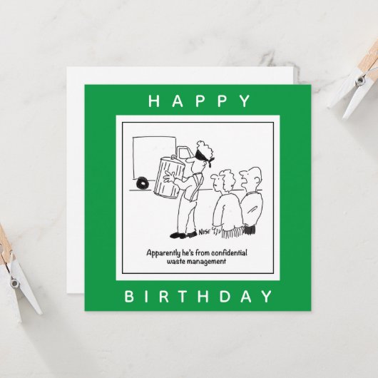 Cartoon Vertrouwelijk afvalbeheer Kaart (Voorkant / Achterkant in situ)