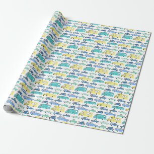Cartoon vervoer: City Kinderen plezier. Cadeaupapier