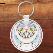 Cartoon Vet Kat Button Sleutelhanger (Voorkant)