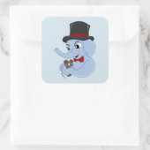 Cartoon vierkant sticker van een kleine olifant (Tas)