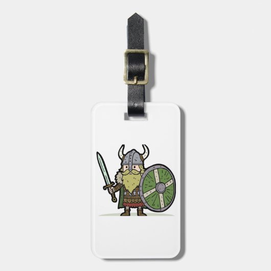 Cartoon Viking Bagagelabel (Voorkant verticaal)