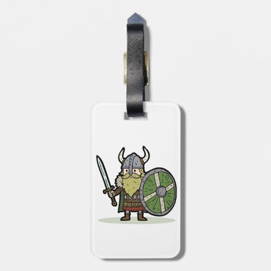 Cartoon Viking Bagagelabel (Achterkant verticaal)