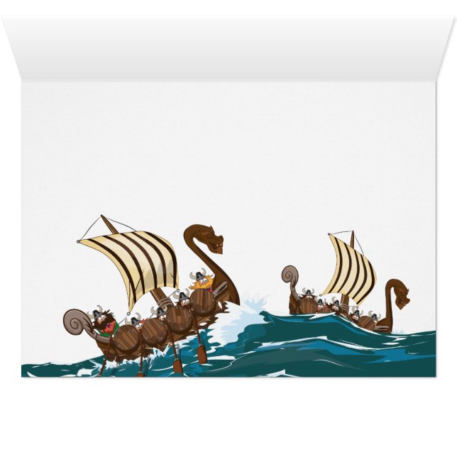 Cartoon Viking invasievloot (Binenzijde Horizontaal (Onderkant))
