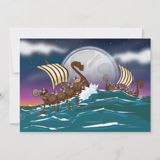 Cartoon Viking invasievloot (Voorkant)