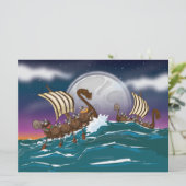 Cartoon Viking invasievloot Kaart (Staand voorkant)