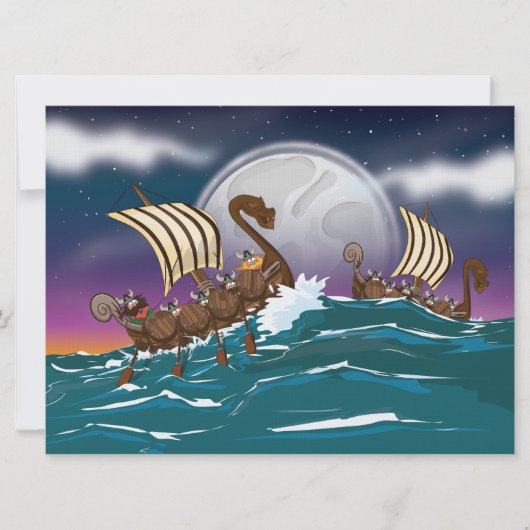 Cartoon Viking invasievloot Kaart (Voorkant)