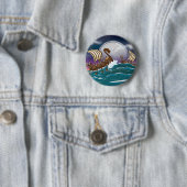 Cartoon Viking invasievloot Ronde Button 5,7 Cm (In situ)